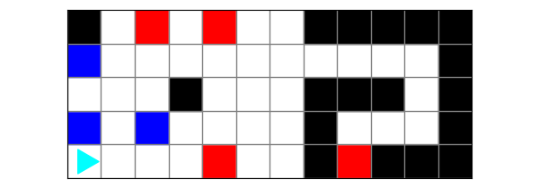 a map with squares that show where to turn, and then a cave to follow to get the treasure