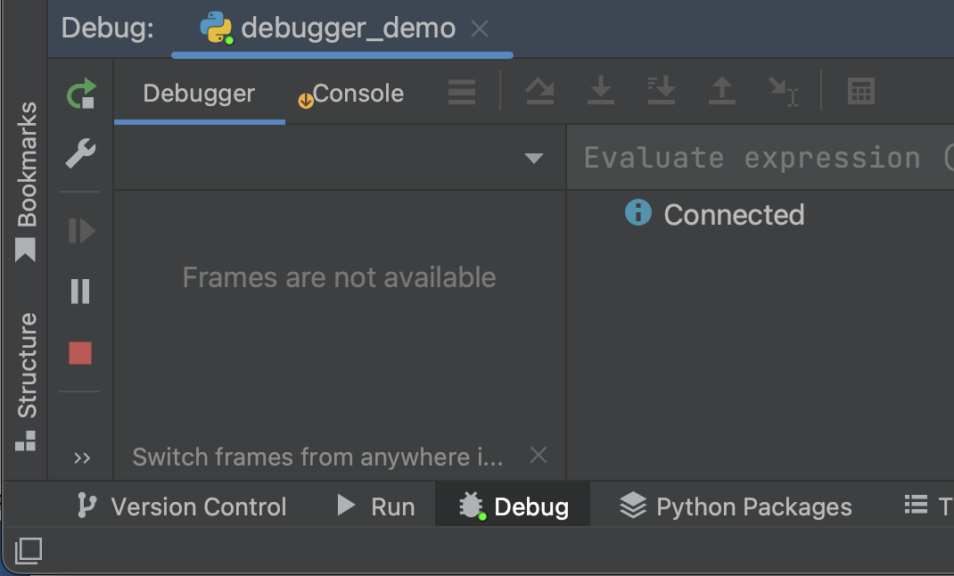 PyCharm is waiting for input